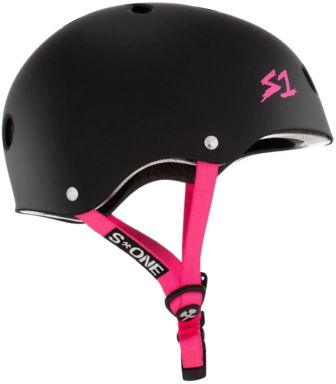 S-One Helmet - Lifer - Black Matte/Pink Straps