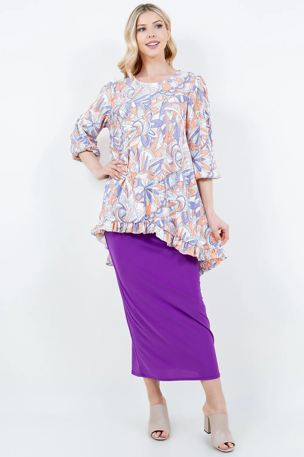 Samantha Ruffle High-Low Tunic- Swirly