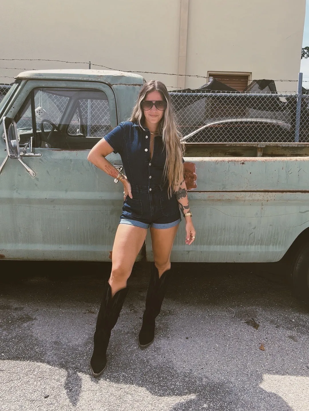 Save Tonight Denim Romper