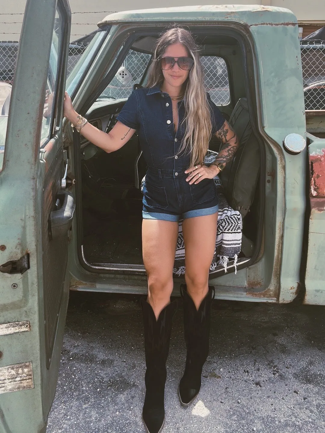 Save Tonight Denim Romper