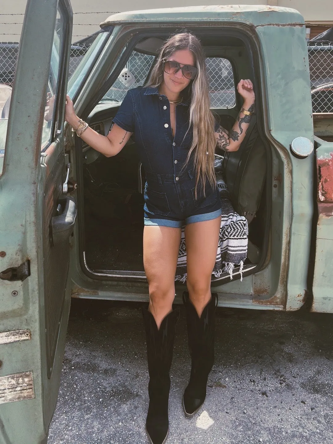 Save Tonight Denim Romper