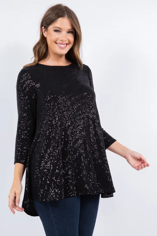 Shimmer Threaded Tunic- Copper, Black or Cream