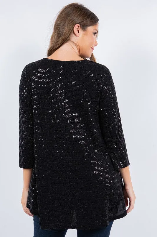 Shimmer Threaded Tunic- Copper, Black or Cream