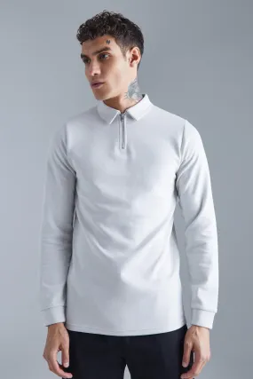 Slim Interlock Long Sleeved Polo