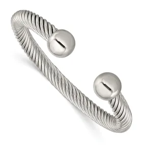 Stainless Steel Polished Twisted Cuff Bracelet, 6.75 Inch