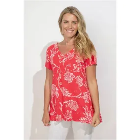 Stamped Scroll Pieced V-Neck Tunic