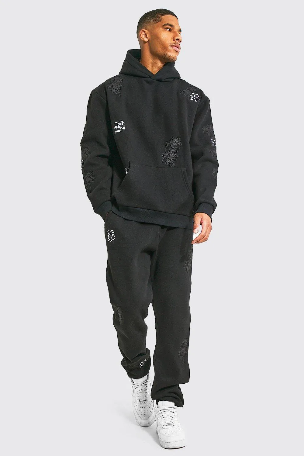 Tall Applique Oversize Hooded Tracksuit