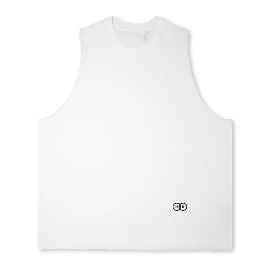 TANKWHITEBLACKBNS Bright white Oversized Vest.