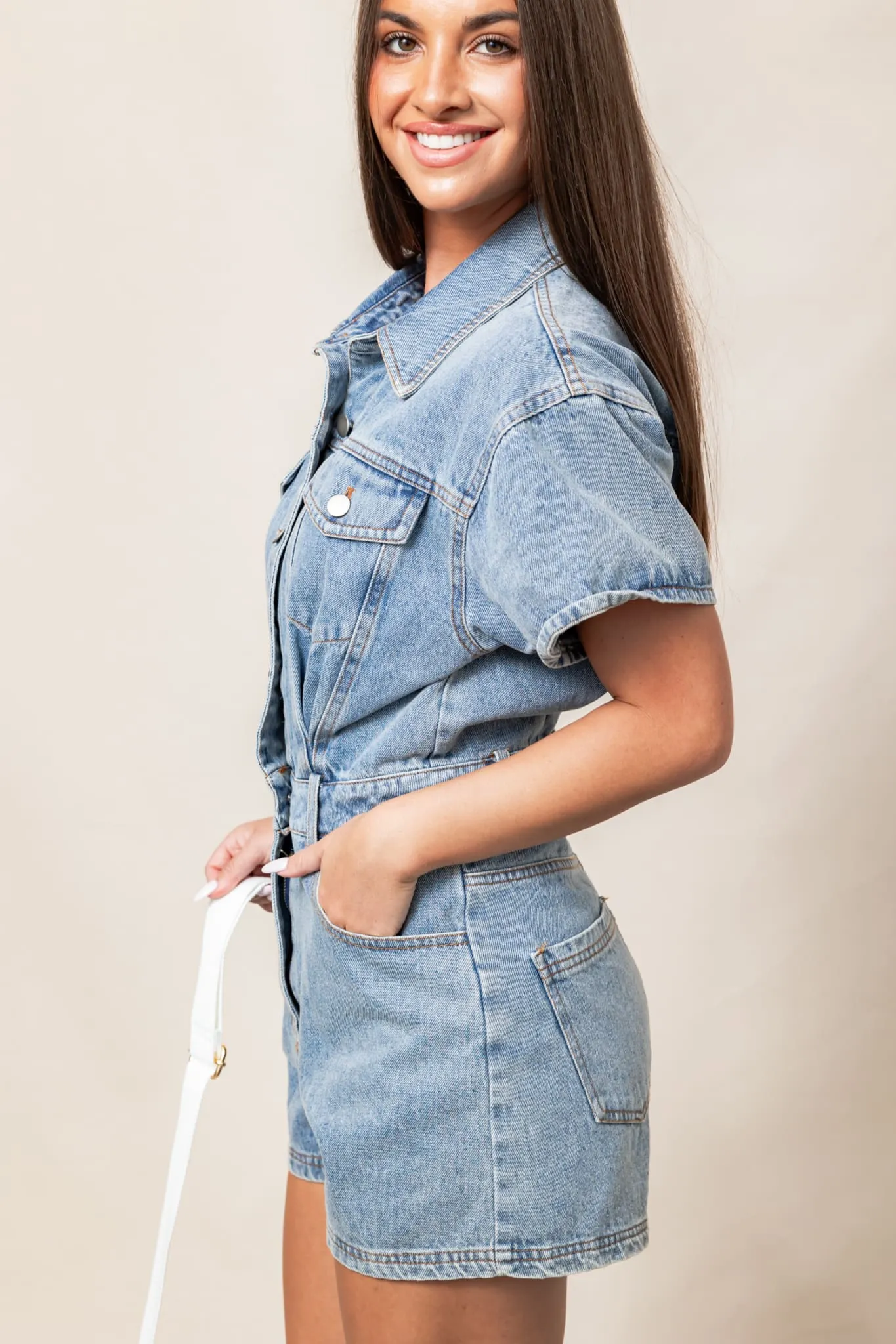 The Diligently Denim Romper