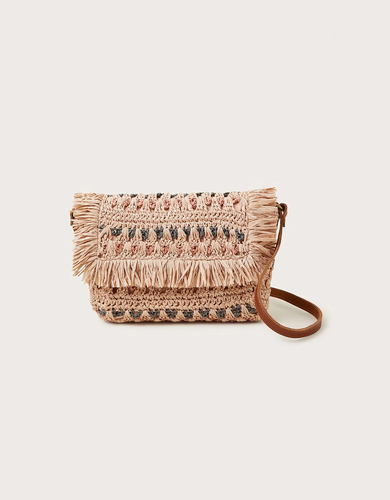 Tonal Raffia Cross-Body Bag