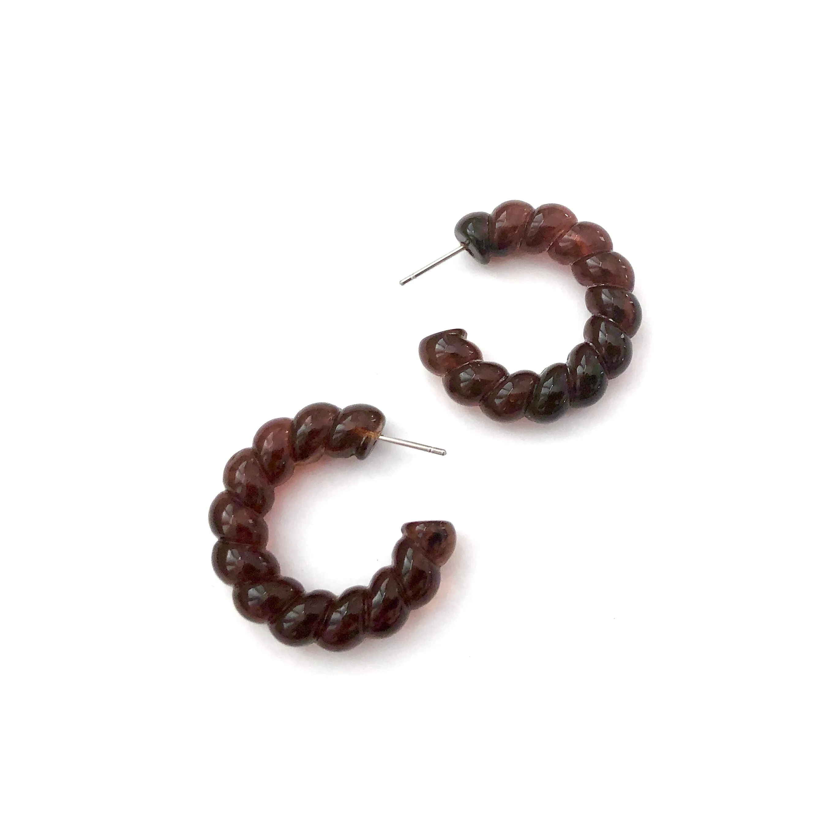 Tortoise Marbled Twisted Rope Hoop Earrings