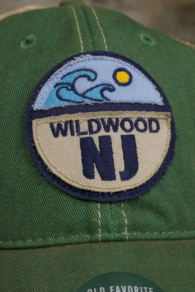 Wildwood hat | Wildwood NJ Kelly Green Split Circle Applique Trucker Hat