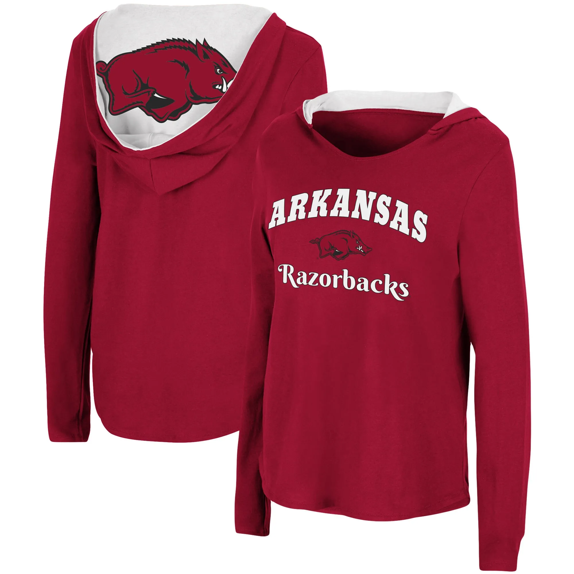 Women's Colosseum Cardinal Arkansas Razorbacks Catalina Hoodie Long Sleeve T-Shirt