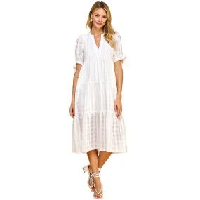 Women's Pinch Gingham Print Short Sleeve Tunic Dress