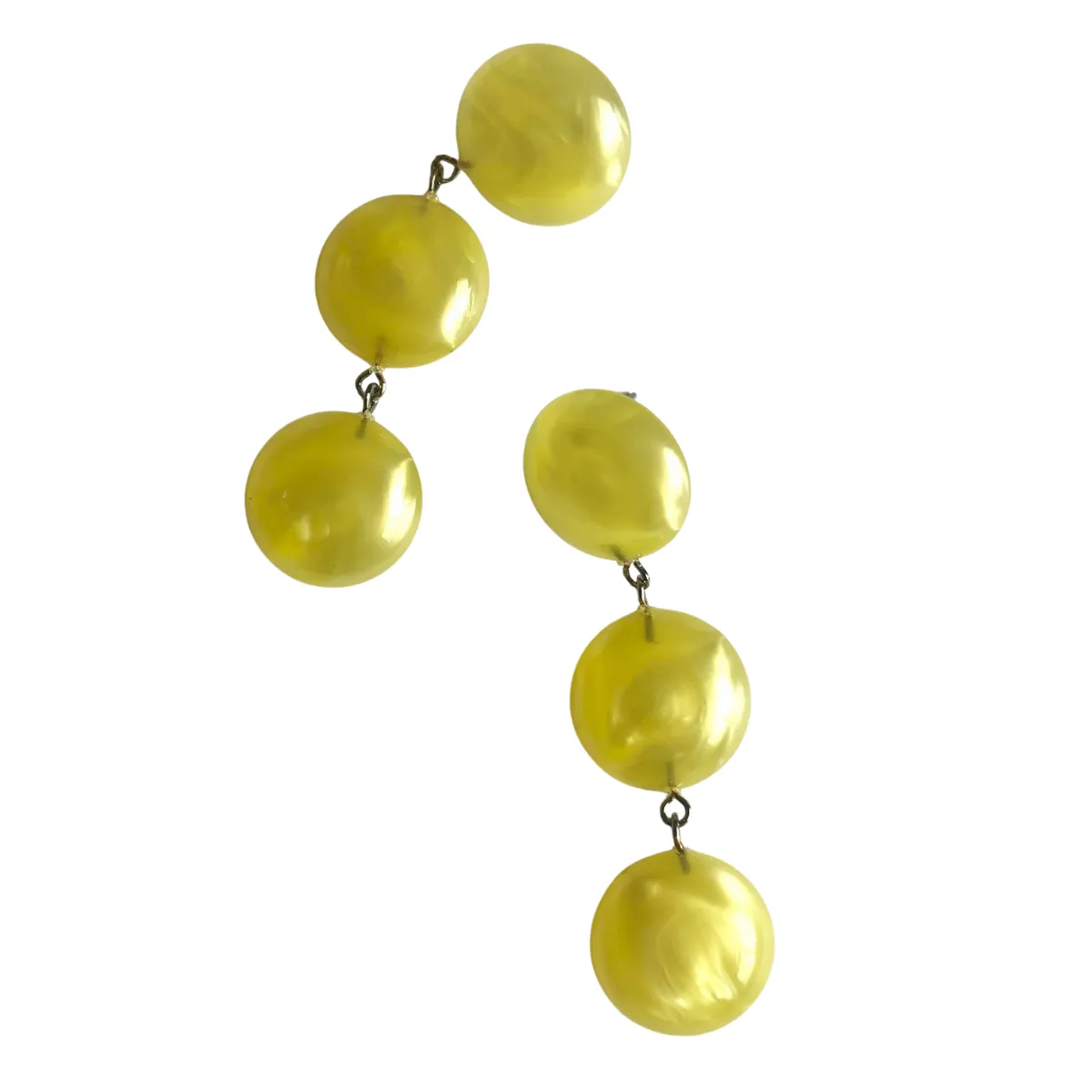 Yellow Aura Glow Tri Dot Drop Earrings